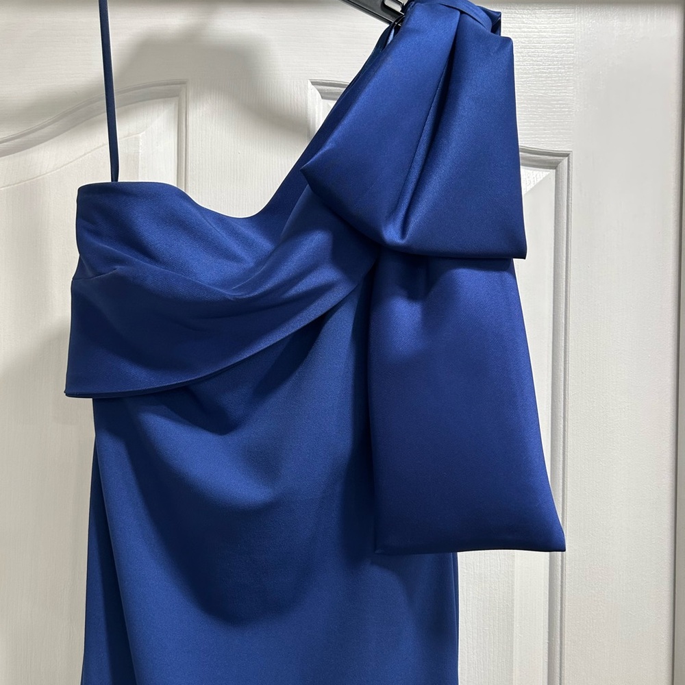 Aqua Elegant One Shoulder Navy Dress - Picture 4 of 6
